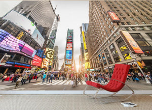 Times Square at sunset Wall Mural Wallpaper - Canvas Art Rocks - 2