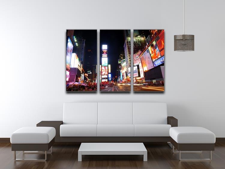 Times Square featured with Broadway Theaters 3 Split Panel Canvas Print - Canvas Art Rocks - 3