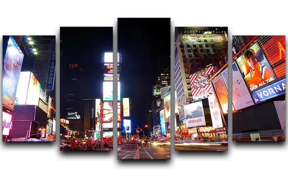 Times Square featured with Broadway Theaters 5 Split Panel Canvas  - Canvas Art Rocks - 1