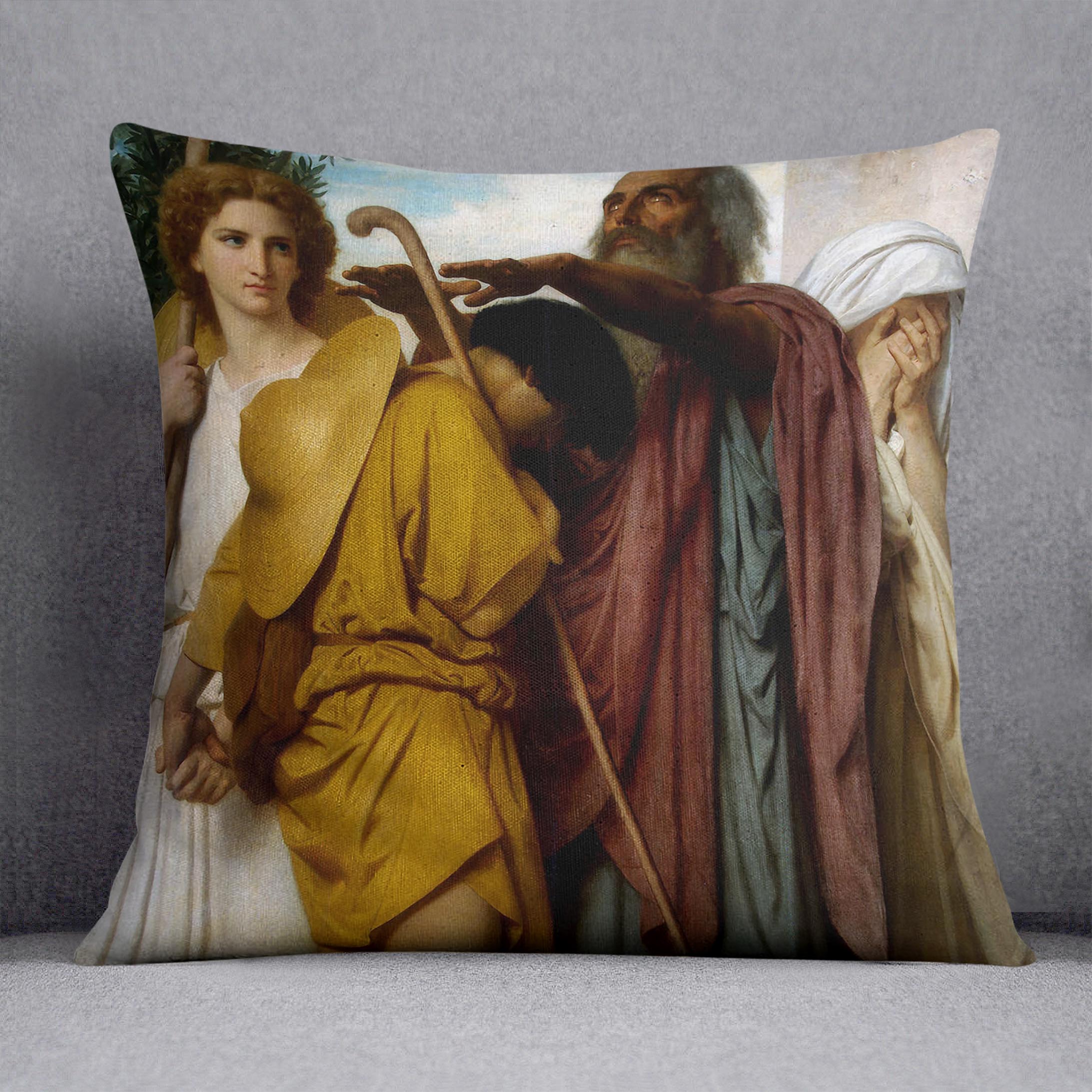 Tobias Saying Good-Bye to his Father By Bouguereau Cushion