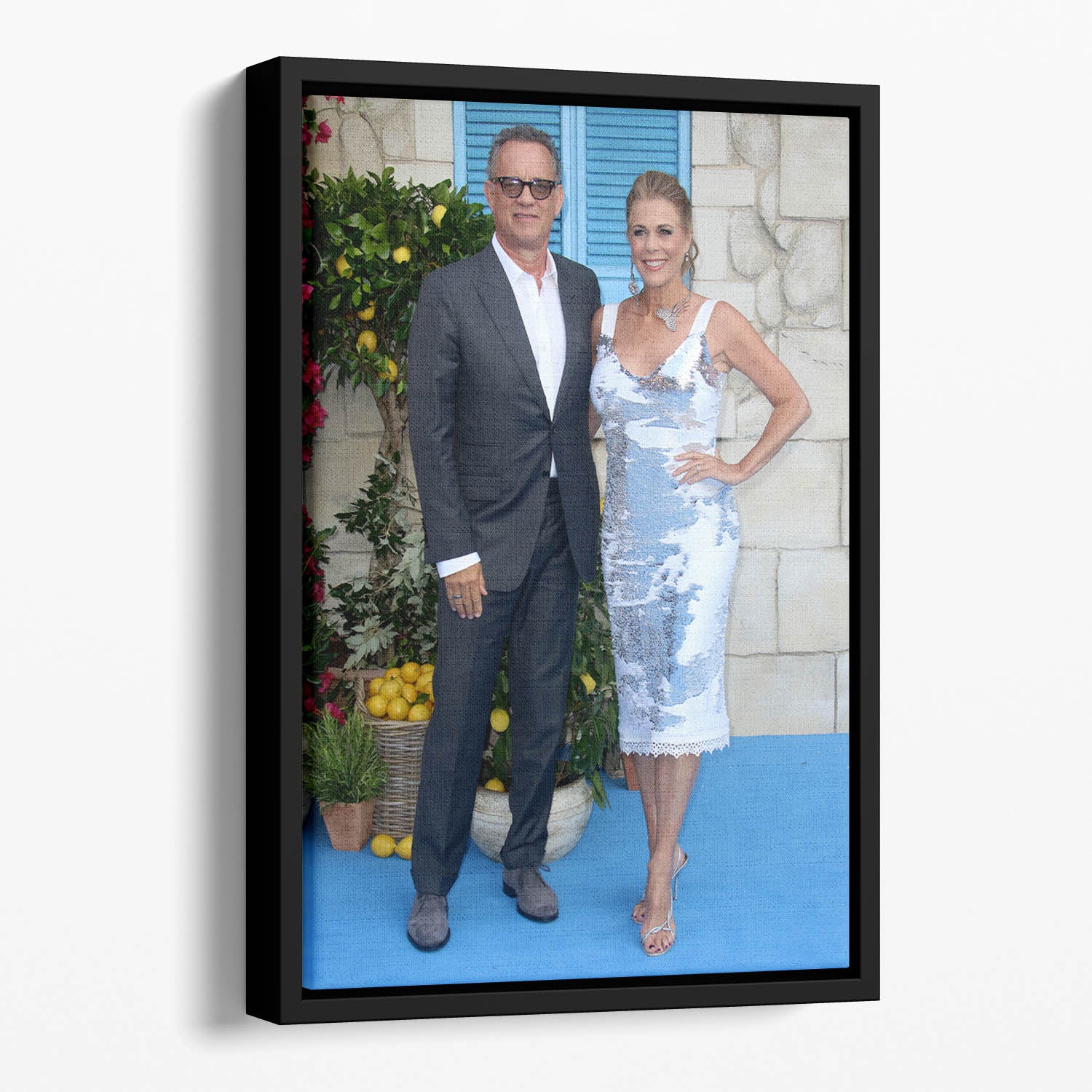 Tom Hanks and Rita Wilson Floating Framed Canvas
