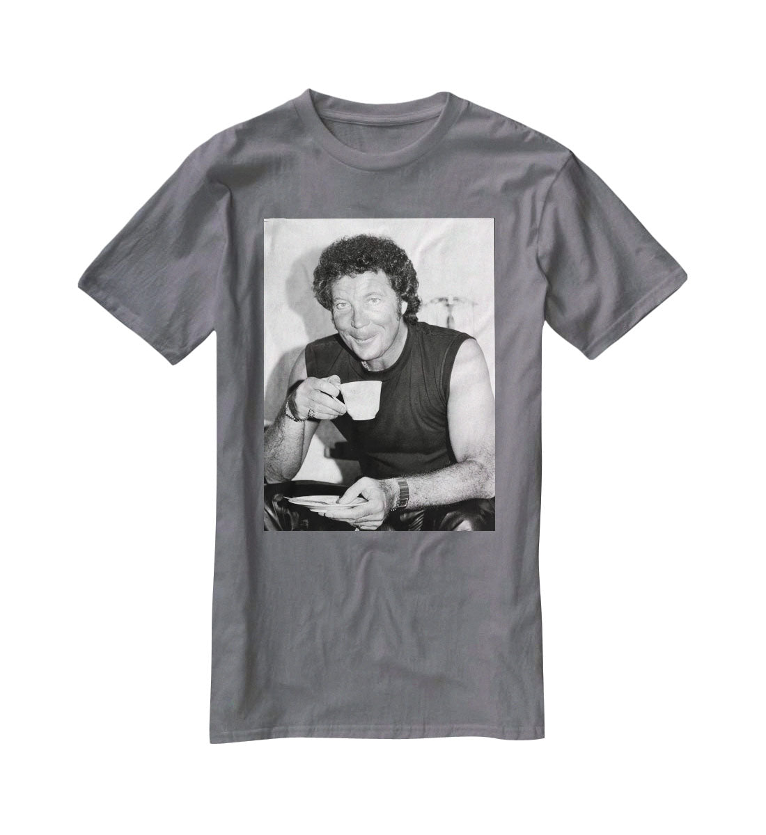 Tom Jones with a cuppa T-Shirt - Canvas Art Rocks - 3