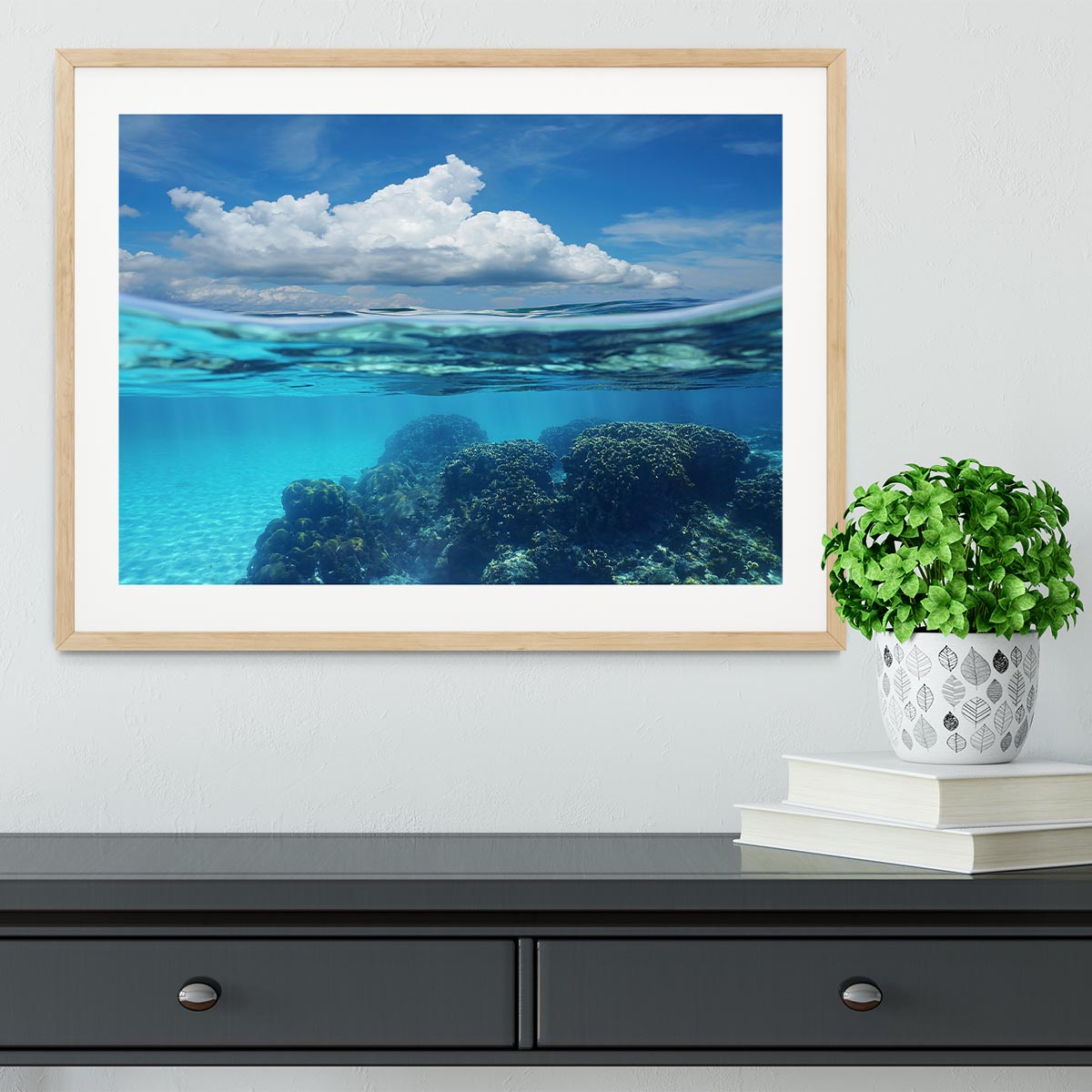 Top half with blue sky and cloud Framed Print - Canvas Art Rocks - 3