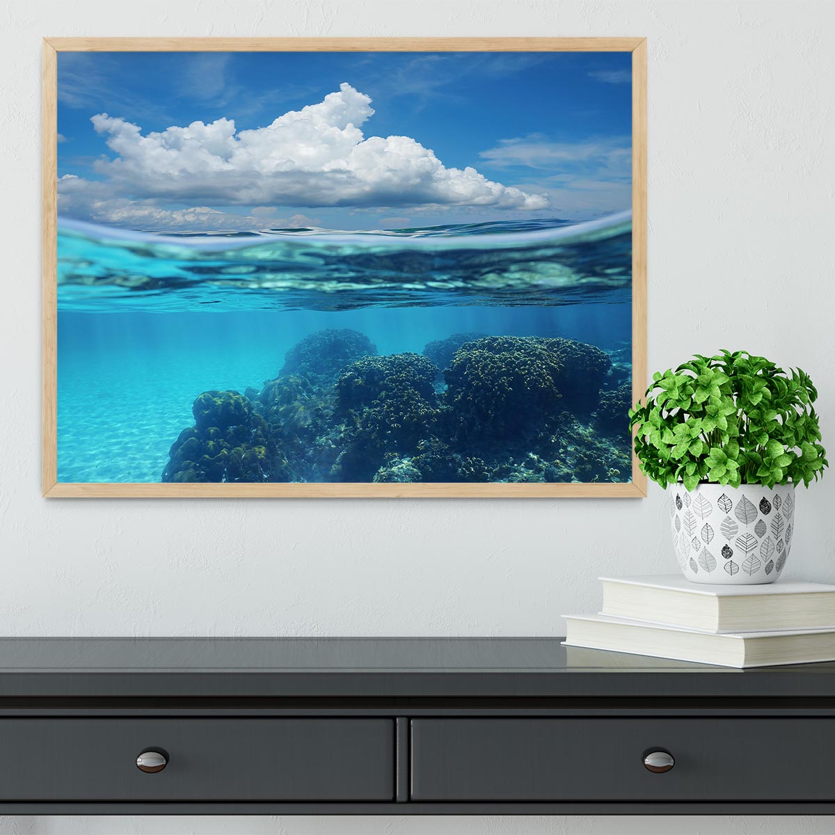 Top half with blue sky and cloud Framed Print - Canvas Art Rocks - 4
