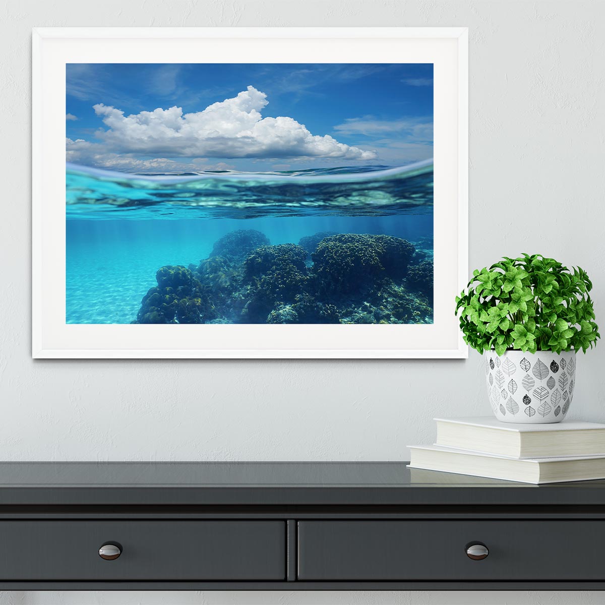 Top half with blue sky and cloud Framed Print - Canvas Art Rocks - 5