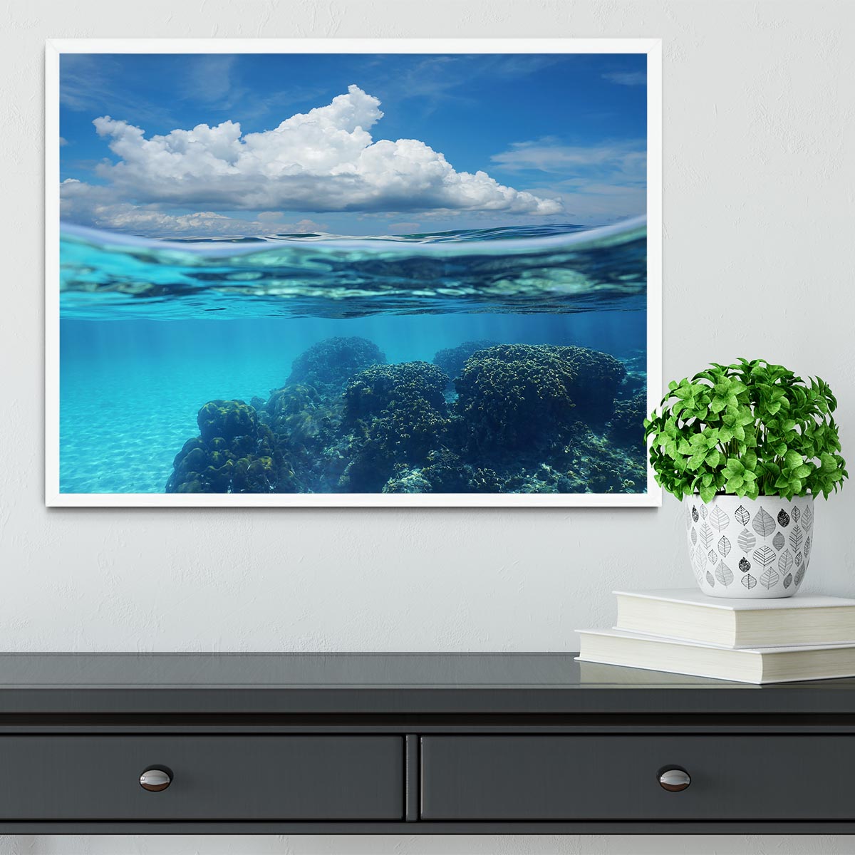 Top half with blue sky and cloud Framed Print - Canvas Art Rocks -6