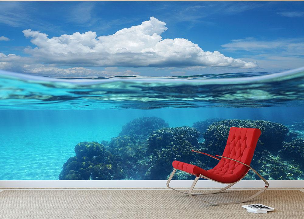 Top half with blue sky and cloud Wall Mural Wallpaper - Canvas Art Rocks - 3