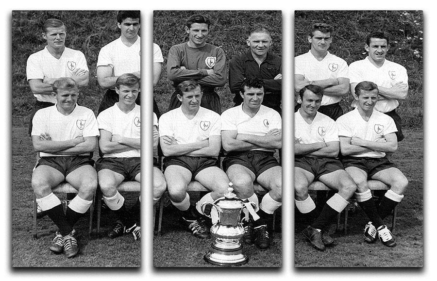 Tottenham Hotspur Team 1962-63 With FA Cup 3 Split Panel Canvas Print - Canvas Art Rocks - 1