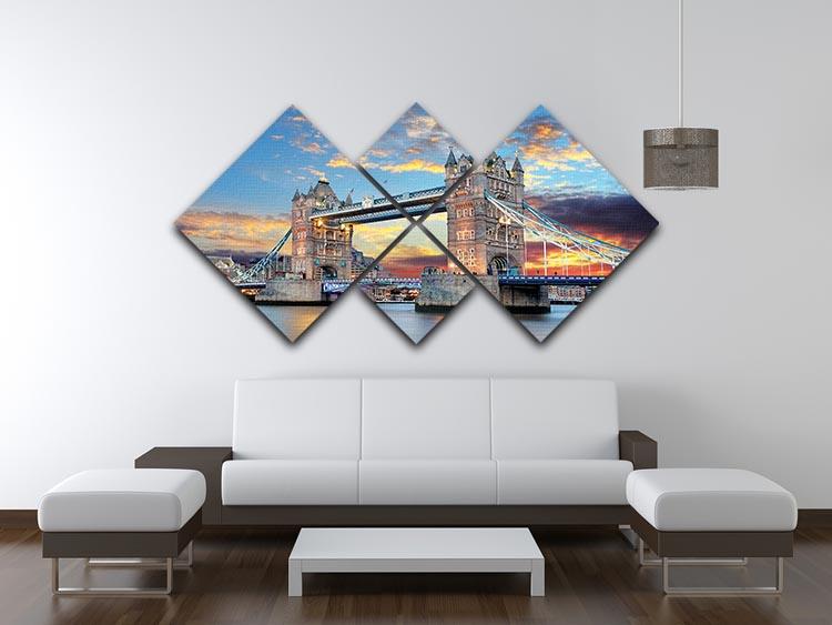 Tower Bridge 4 Square Multi Panel Canvas  - Canvas Art Rocks - 3