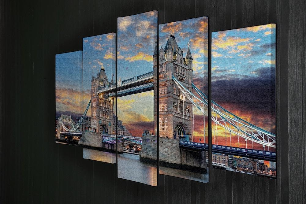 Tower Bridge 5 Split Panel Canvas  - Canvas Art Rocks - 2