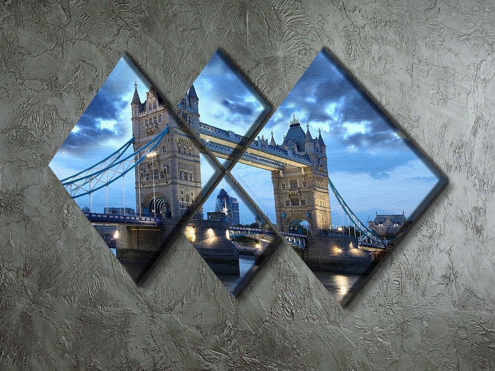 Tower Bridge in the evening 4 Square Multi Panel Canvas  - Canvas Art Rocks - 2