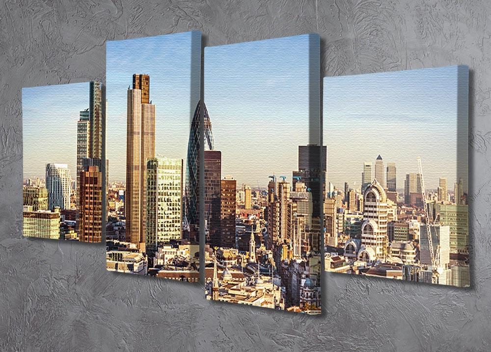 Tower Lloyds of London and Canary Wharf 4 Split Panel Canvas  - Canvas Art Rocks - 2