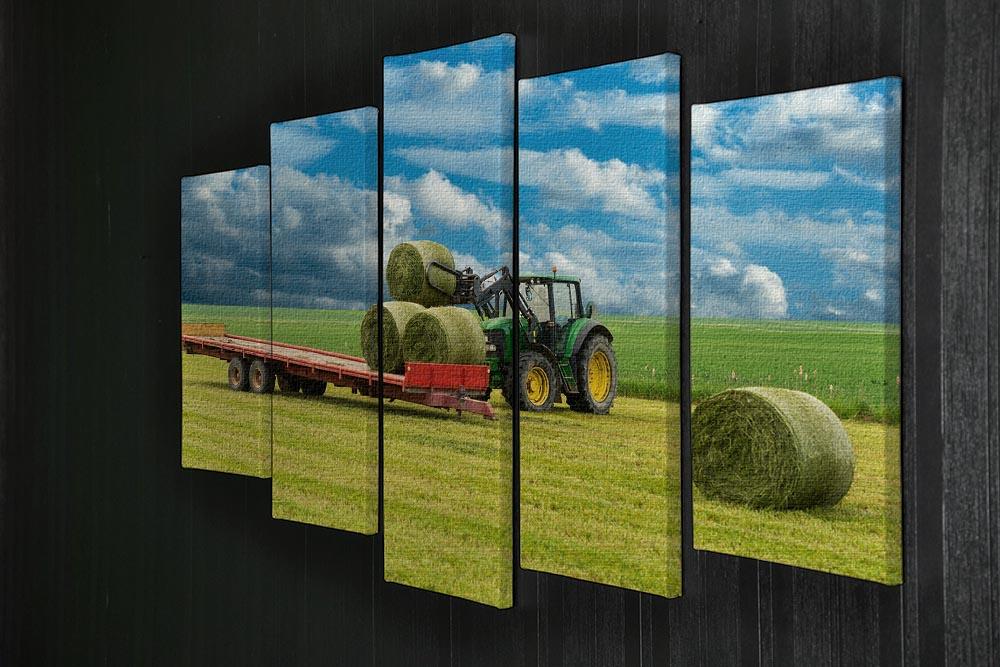 Tractor and trailer with hay bales 5 Split Panel Canvas  - Canvas Art Rocks - 2