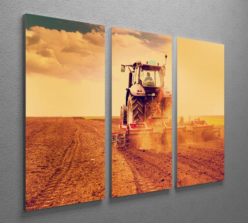 Tractor in sunset 3 Split Panel Canvas Print - Canvas Art Rocks - 2