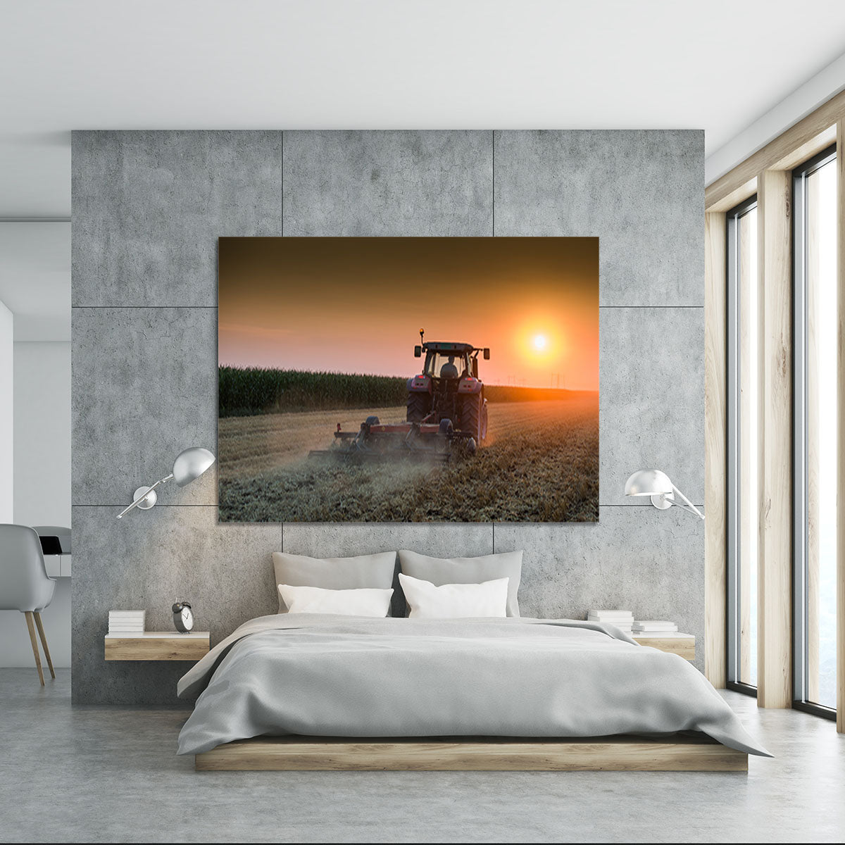 Tractor plowing field at dusk Canvas Print or Poster - Canvas Art Rocks - 5