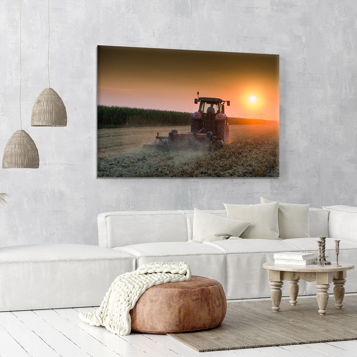 Tractor plowing field at dusk Canvas Print or Poster - Canvas Art Rocks - 6