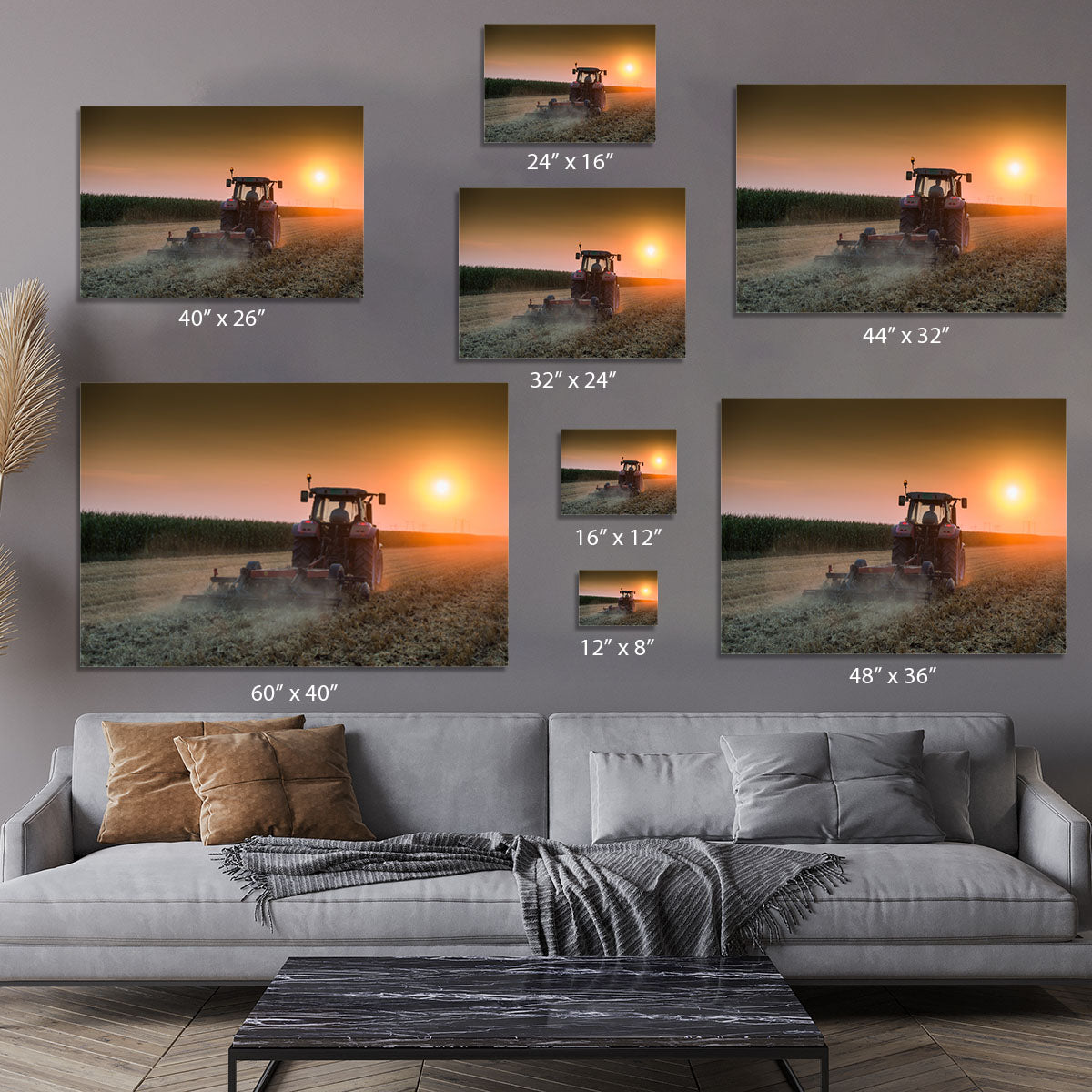 Tractor plowing field at dusk Canvas Print or Poster - Canvas Art Rocks - 7