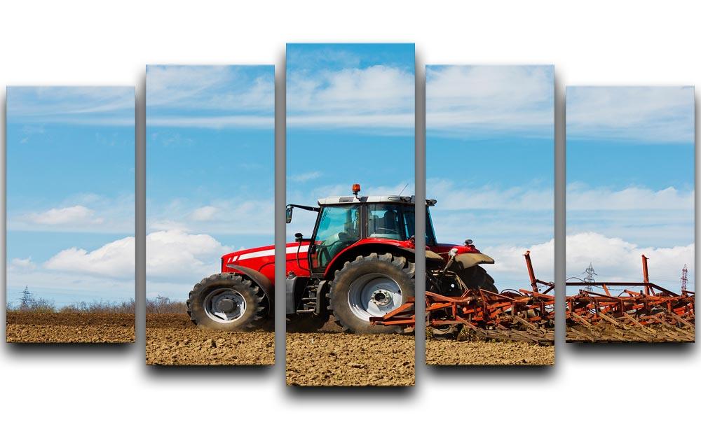 Tractor plowing the field 5 Split Panel Canvas  - Canvas Art Rocks - 1