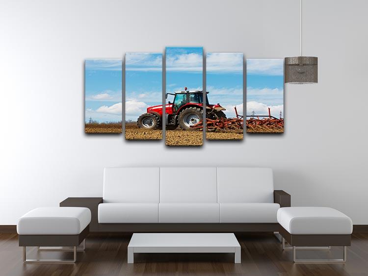 Tractor plowing the field 5 Split Panel Canvas  - Canvas Art Rocks - 3