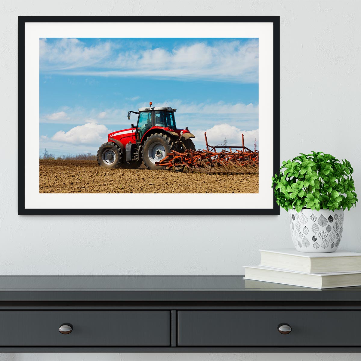 Tractor plowing the field Framed Print - Canvas Art Rocks - 1