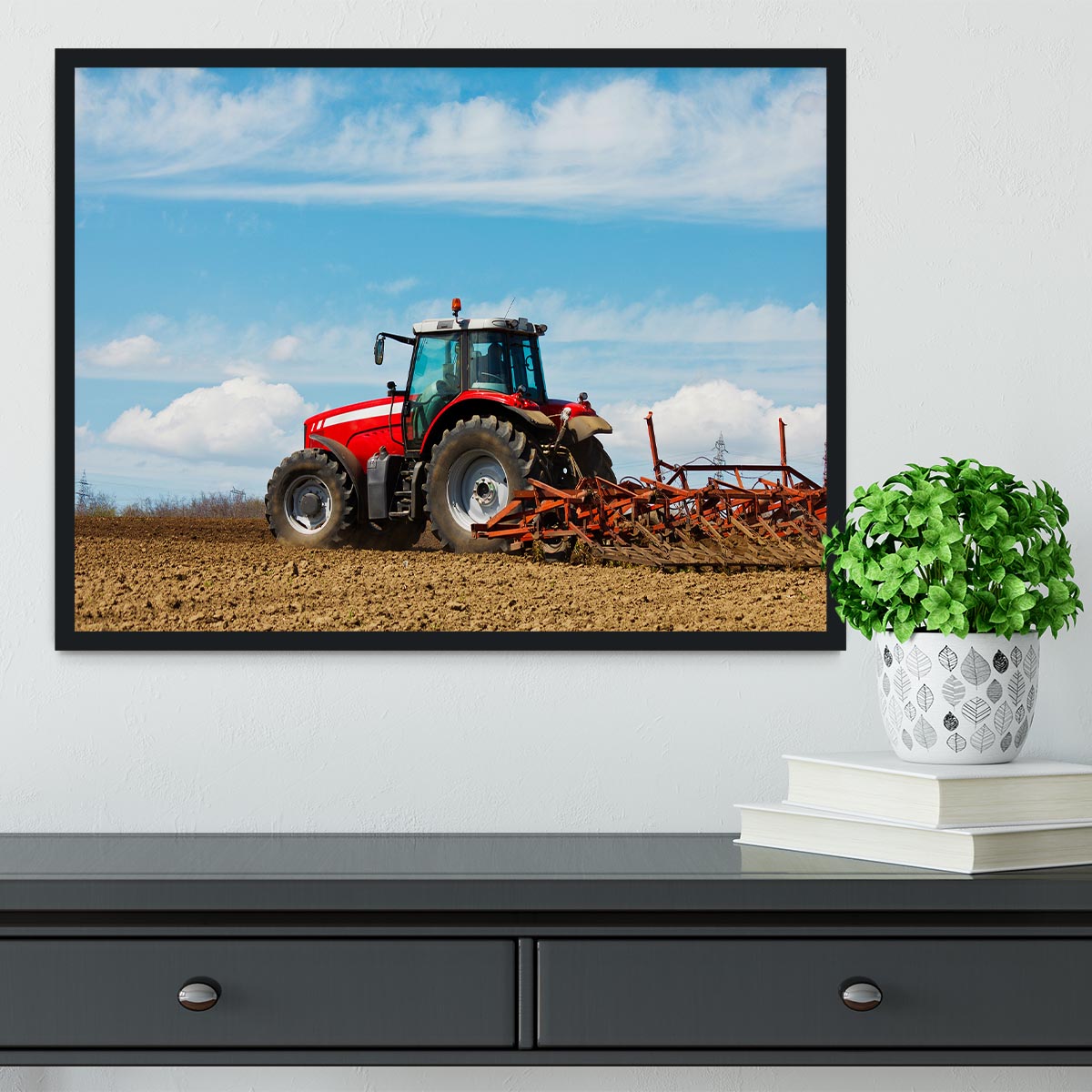 Tractor plowing the field Framed Print - Canvas Art Rocks - 2