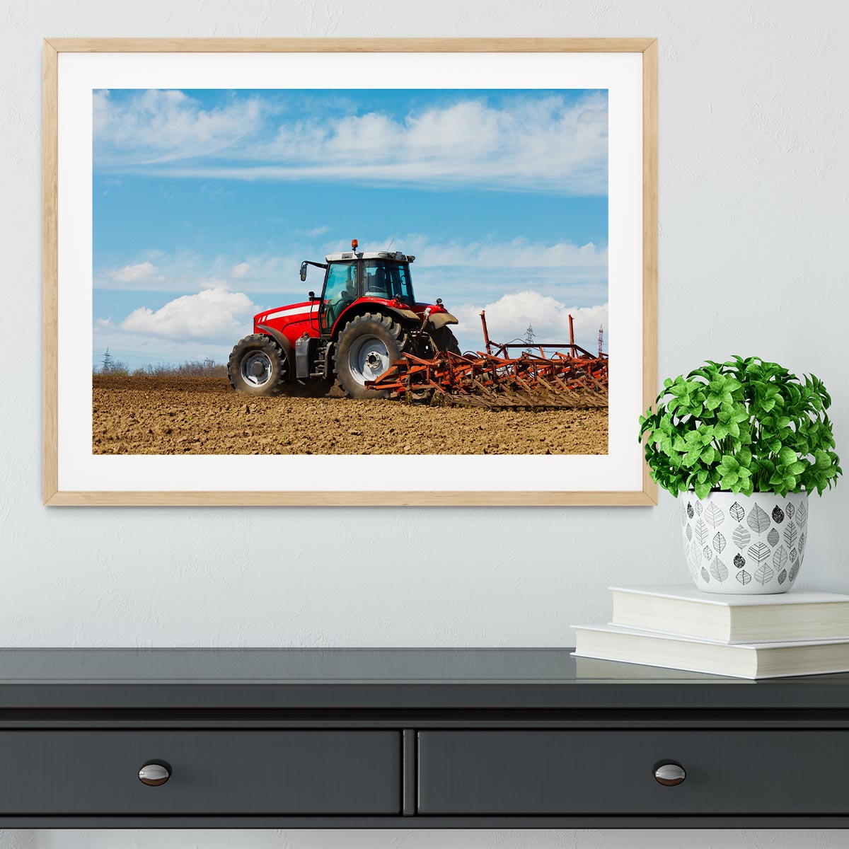 Tractor plowing the field Framed Print - Canvas Art Rocks - 3