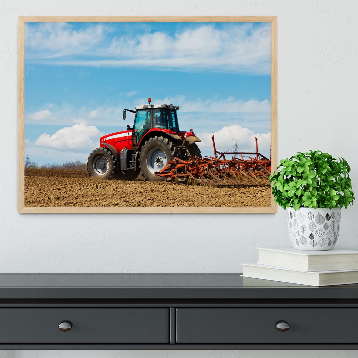 Tractor plowing the field Framed Print - Canvas Art Rocks - 4