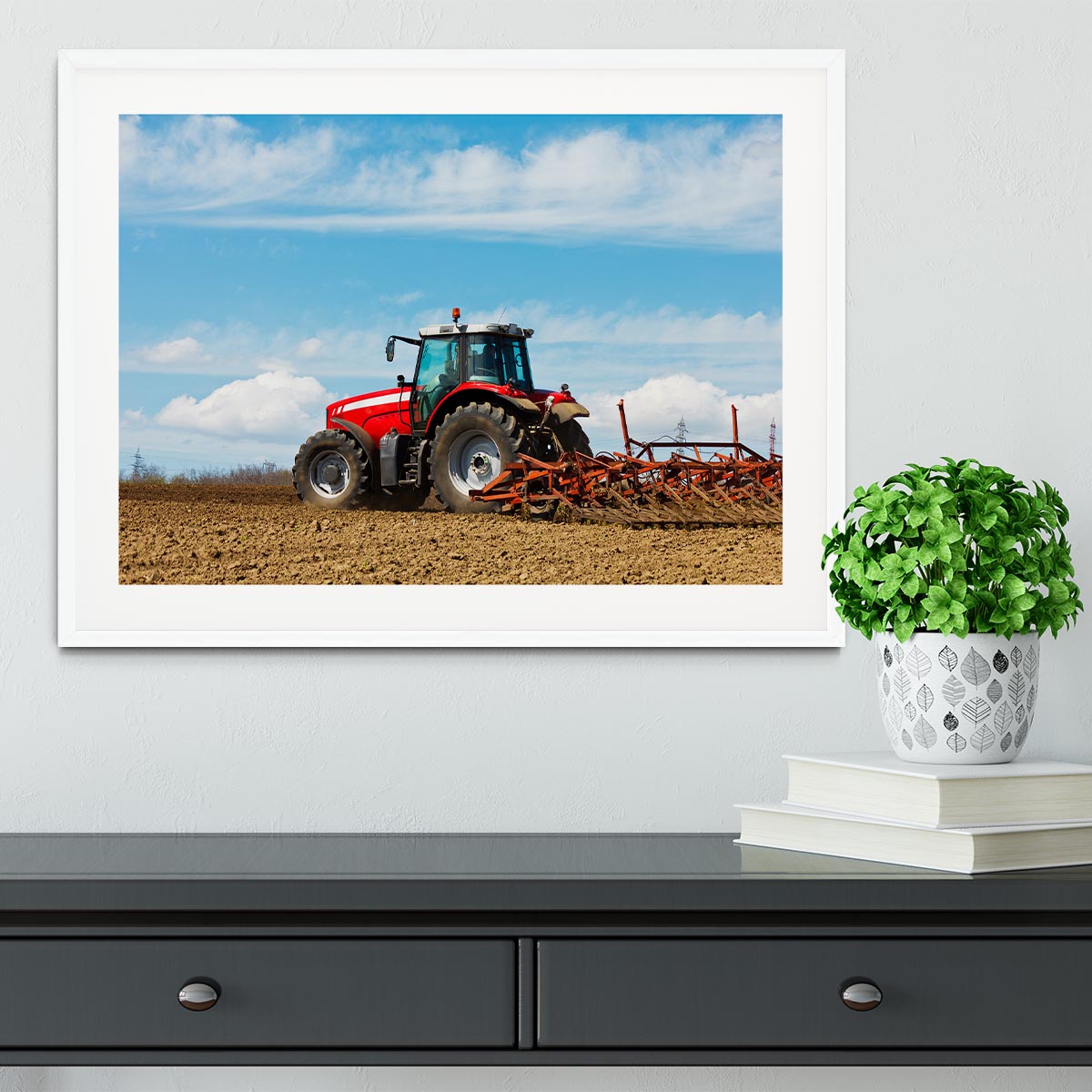 Tractor plowing the field Framed Print - Canvas Art Rocks - 5