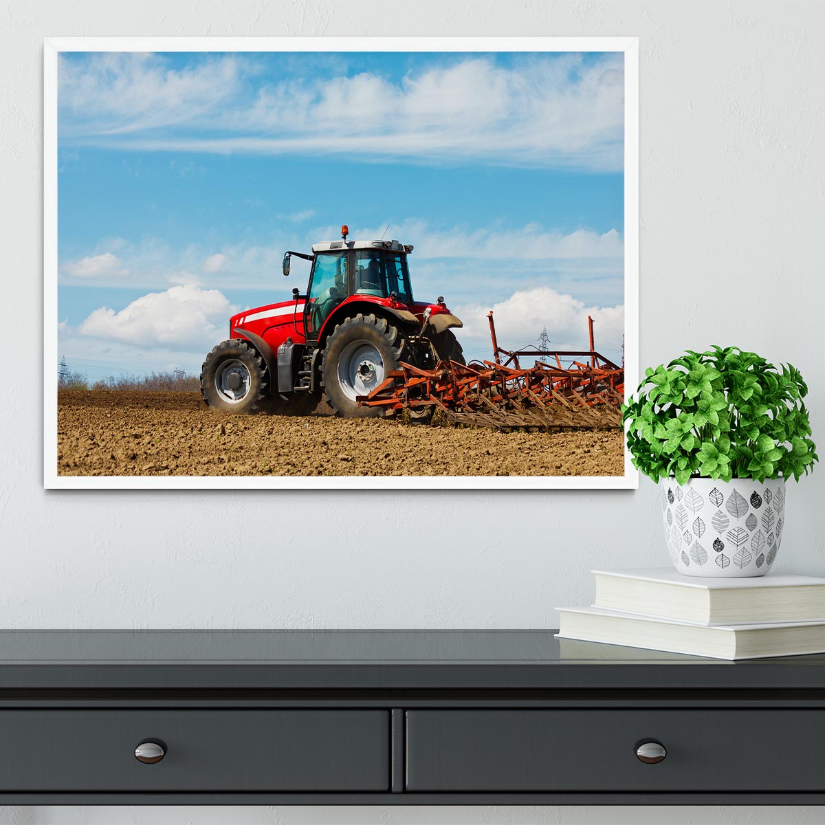 Tractor plowing the field Framed Print - Canvas Art Rocks -6