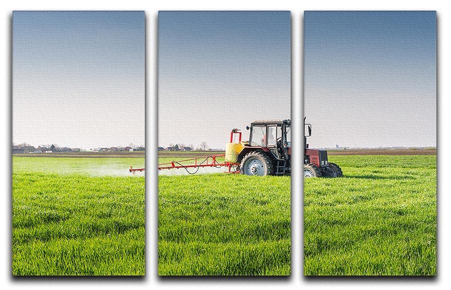 Tractor spraying wheat field 3 Split Panel Canvas Print - Canvas Art Rocks - 1