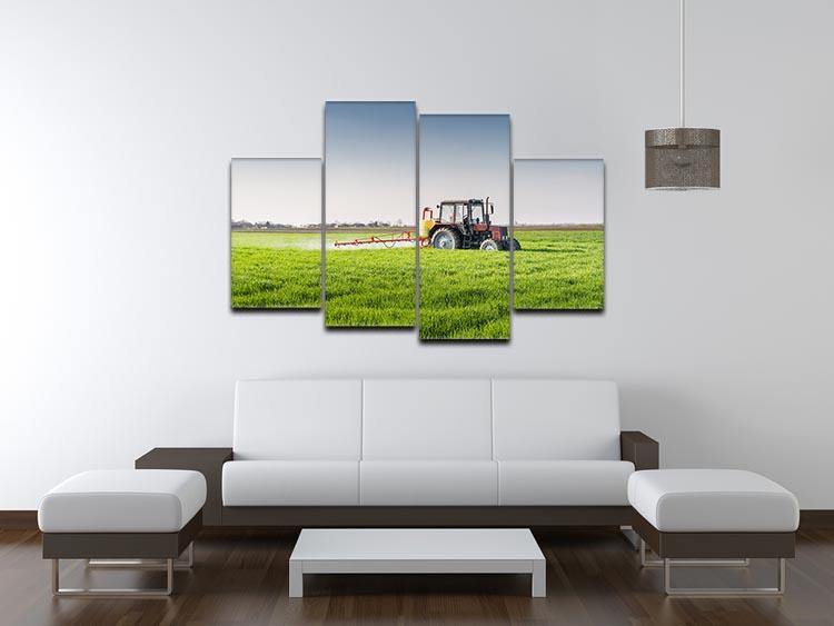Tractor spraying wheat field 4 Split Panel Canvas  - Canvas Art Rocks - 3
