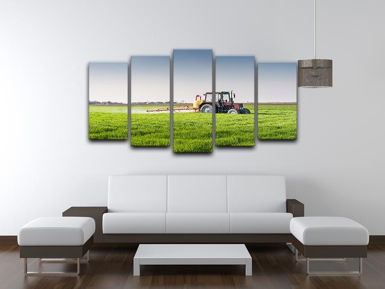 Tractor spraying wheat field 5 Split Panel Canvas  - Canvas Art Rocks - 3