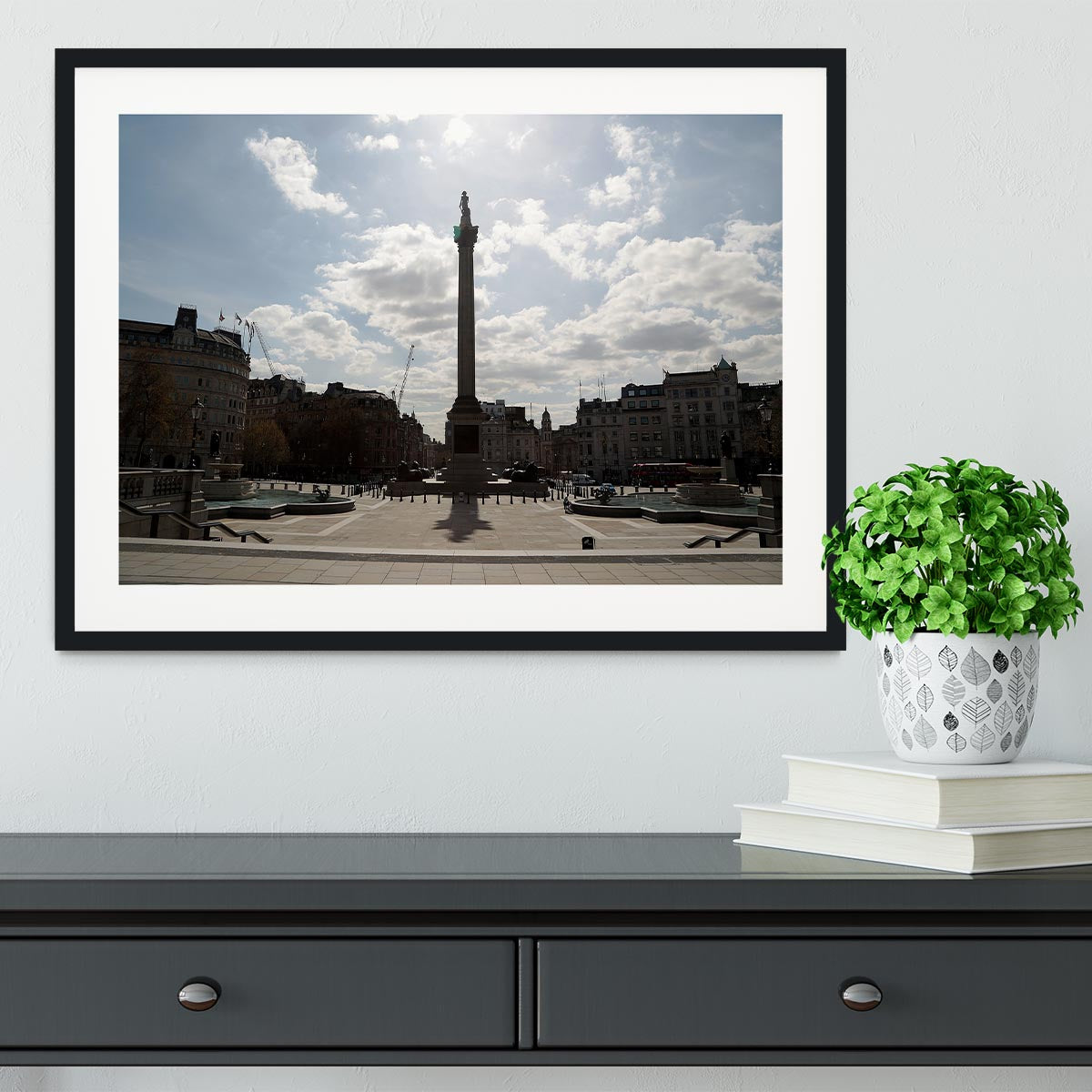 Trafalgar Square London under Lockdown 2020 Framed Print - Canvas Art Rocks - 1