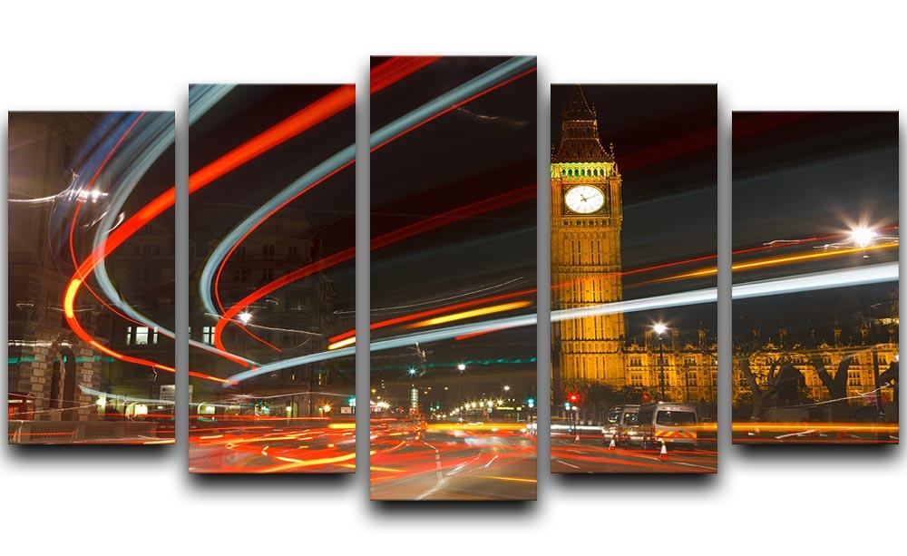 Traffic in night London 5 Split Panel Canvas  - Canvas Art Rocks - 1