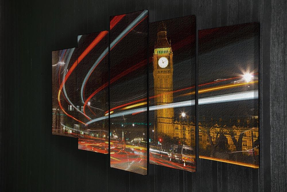 Traffic in night London 5 Split Panel Canvas  - Canvas Art Rocks - 2