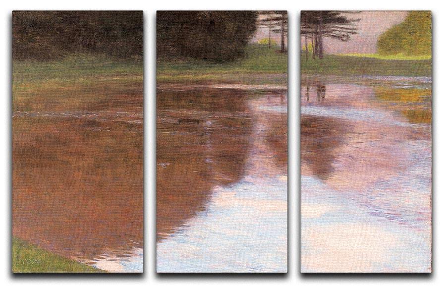 Tranquil Pond near Salzburg by Klimt 3 Split Panel Canvas Print - Canvas Art Rocks - 1