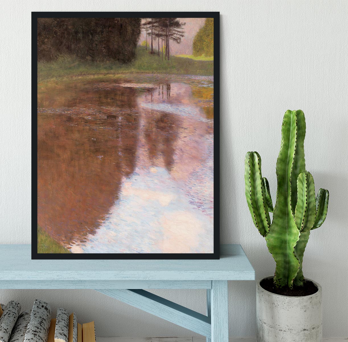 Tranquil Pond near Salzburg by Klimt Framed Print - Canvas Art Rocks - 2