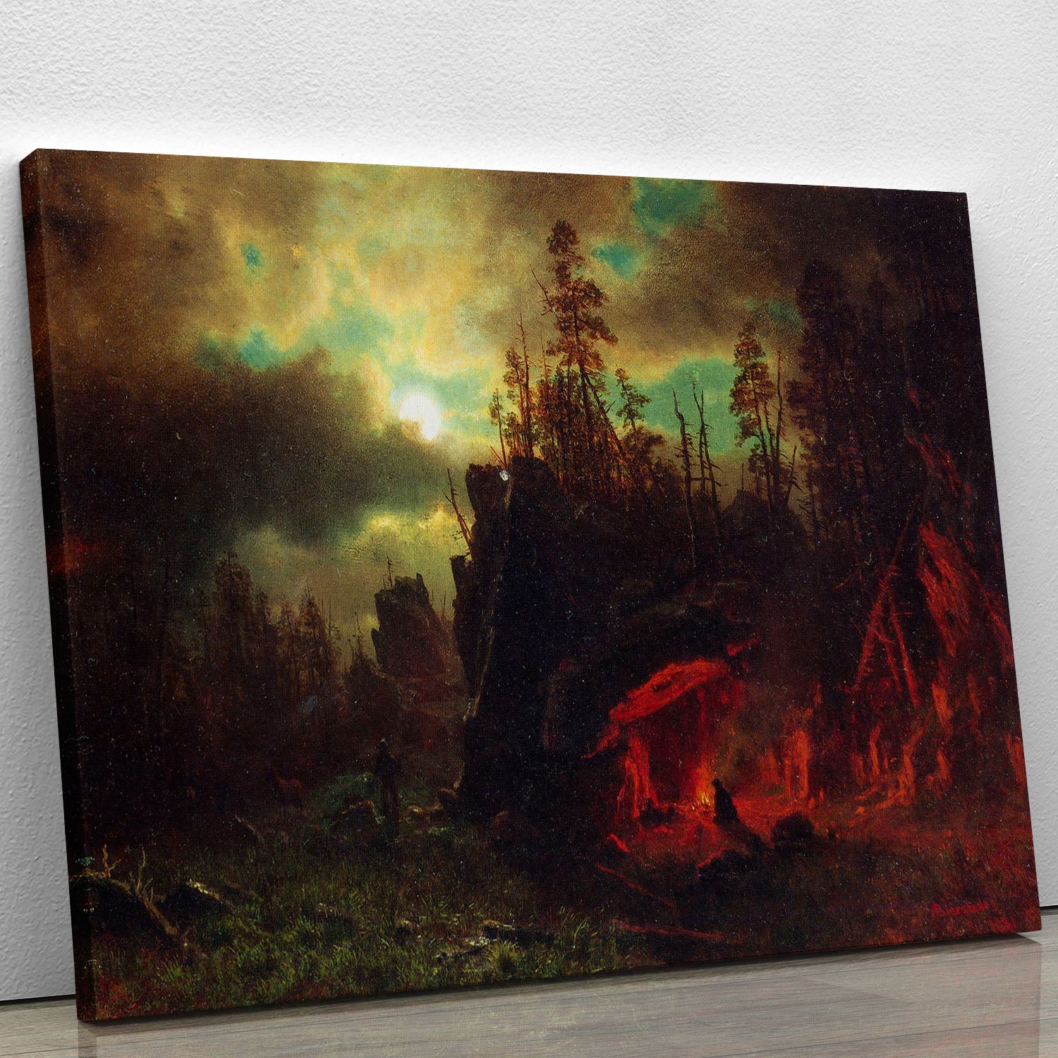 Trapper's camp by Bierstadt Canvas Print or Poster - Canvas Art Rocks - 1