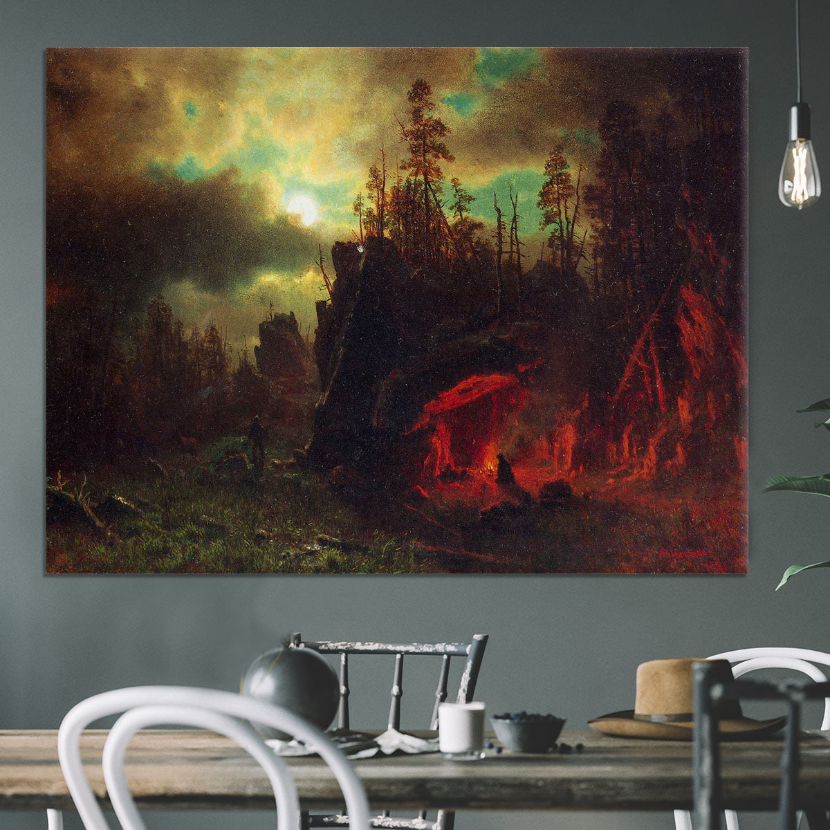 Trapper's camp by Bierstadt Canvas Print or Poster - Canvas Art Rocks - 3
