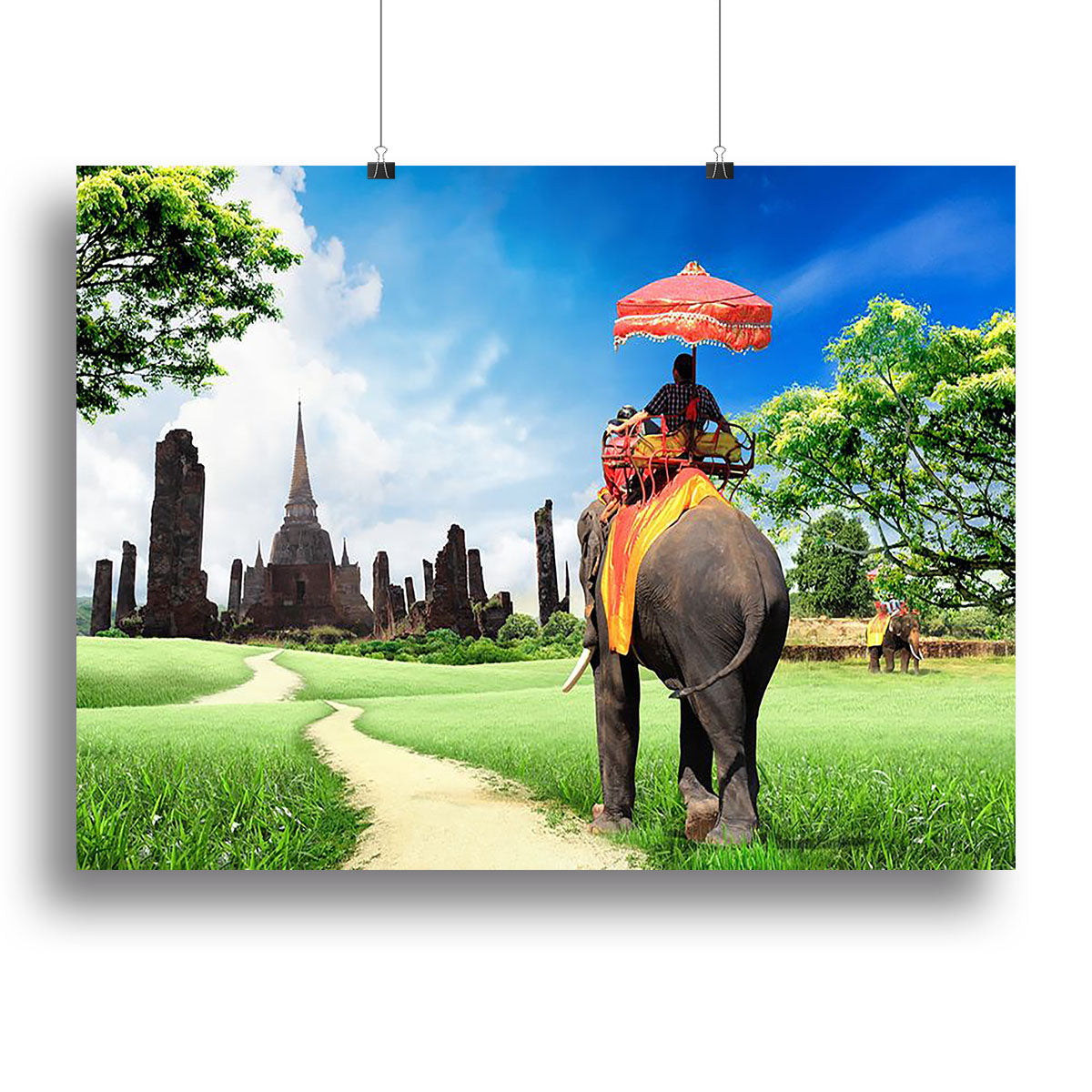 Travel concept tourists on an elephant Canvas Print or Poster - Canvas Art Rocks - 2