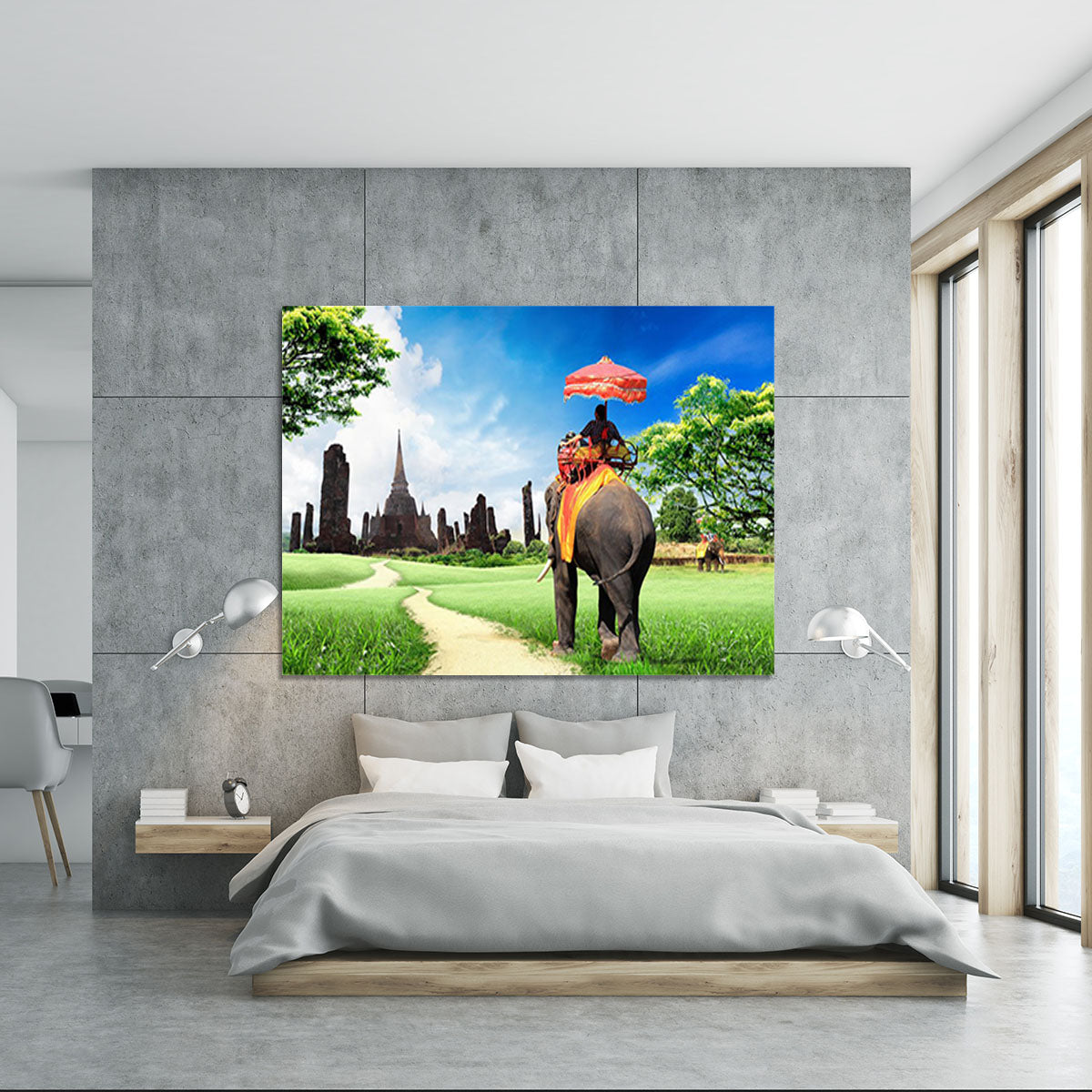 Travel concept tourists on an elephant Canvas Print or Poster - Canvas Art Rocks - 5