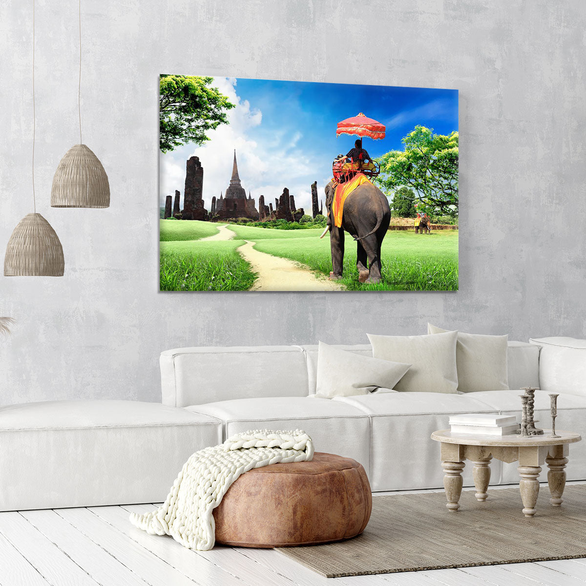 Travel concept tourists on an elephant Canvas Print or Poster - Canvas Art Rocks - 6