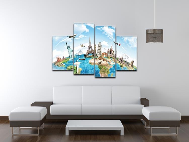 Travel the world 4 Split Panel Canvas  - Canvas Art Rocks - 3