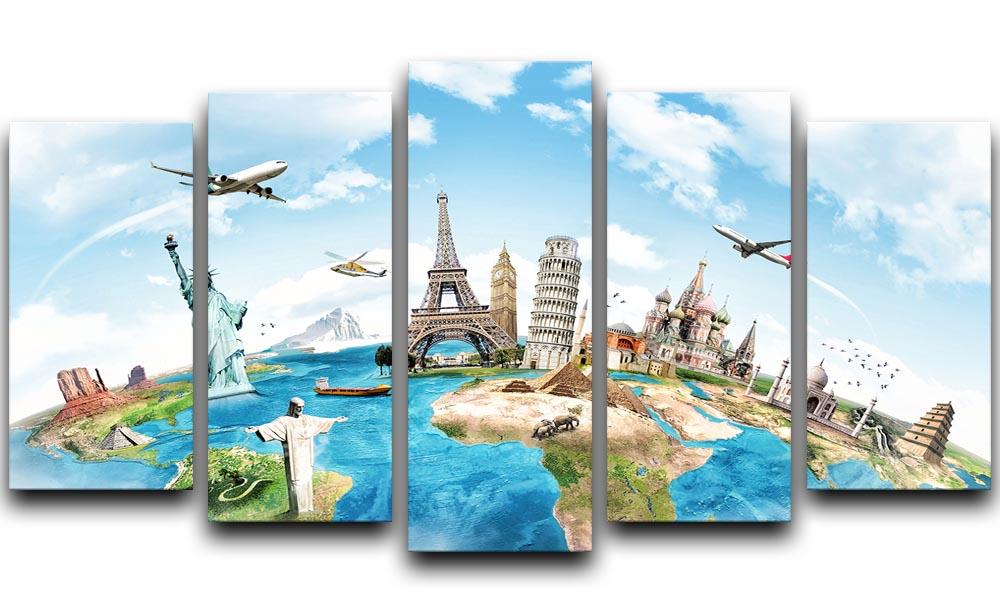 Travel the world 5 Split Panel Canvas  - Canvas Art Rocks - 1
