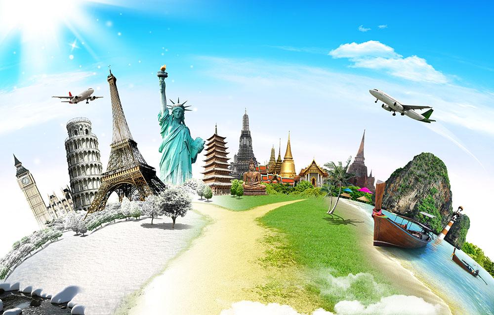 Travel the world monument Wall Mural Wallpaper - Canvas Art Rocks - 1