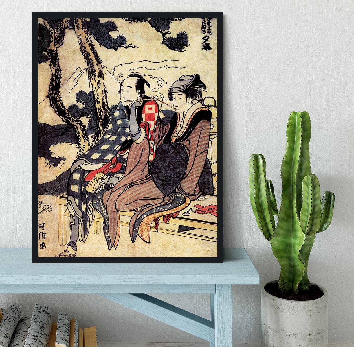 Traveling couple by Hokusai Framed Print - Canvas Art Rocks - 2