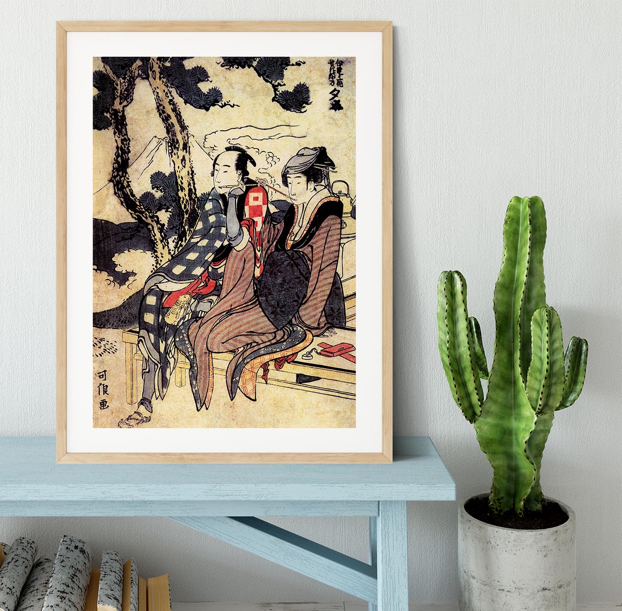 Traveling couple by Hokusai Framed Print - Canvas Art Rocks - 3