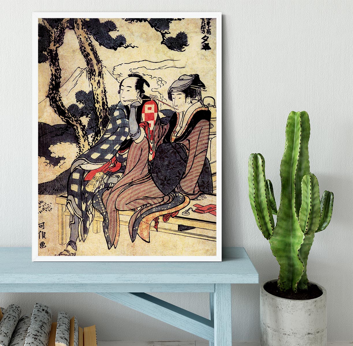 Traveling couple by Hokusai Framed Print - Canvas Art Rocks -6