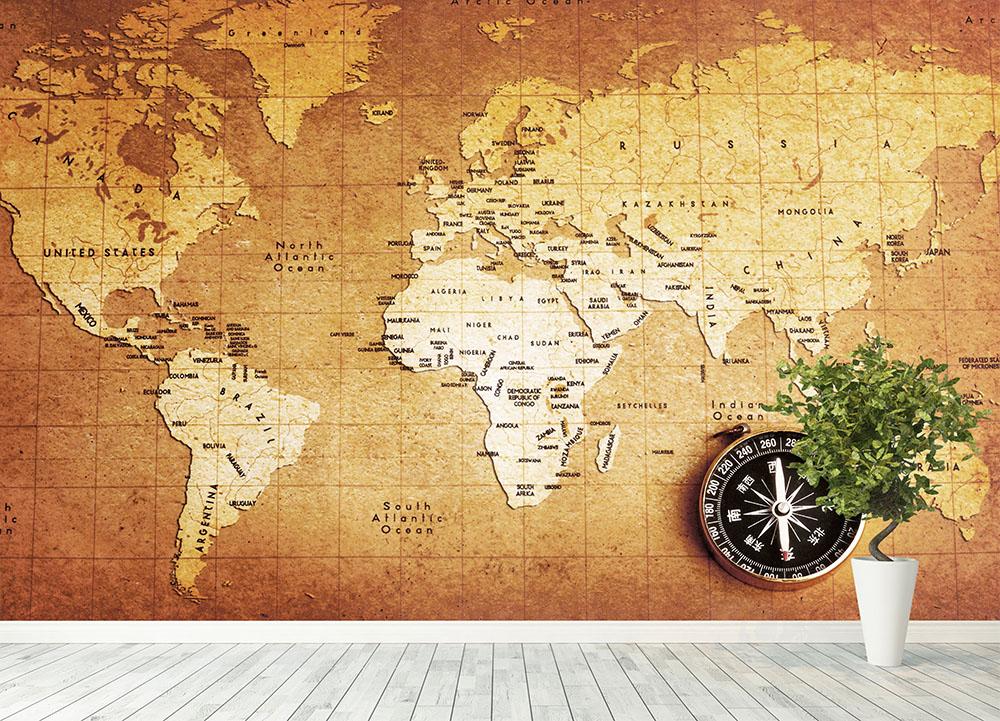Treasure map background Wall Mural Wallpaper - Canvas Art Rocks - 4