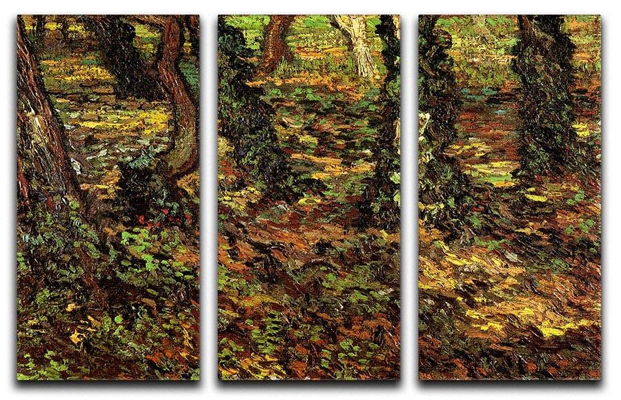 Tree Trunks with Ivy by Van Gogh 3 Split Panel Canvas Print - Canvas Art Rocks - 4